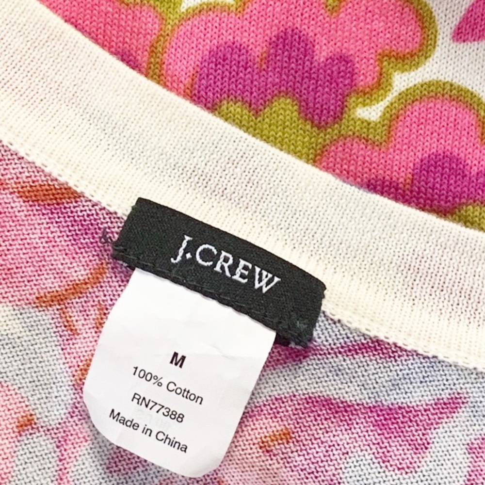 J. Crew Floral Cardigan 100 % cotton 3/4 Slv  Sz M - Picture 4 of 4